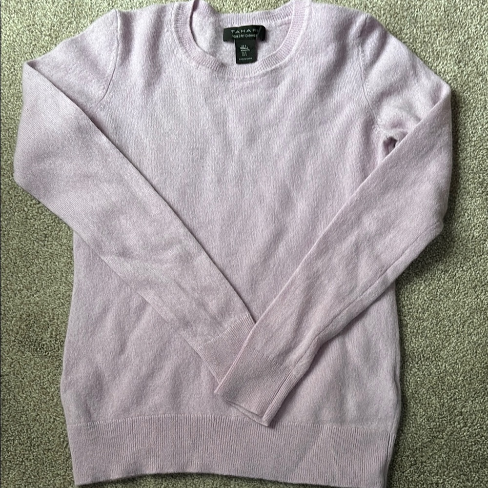 Tahari Purple Crew Neck Sweater Soft Knit